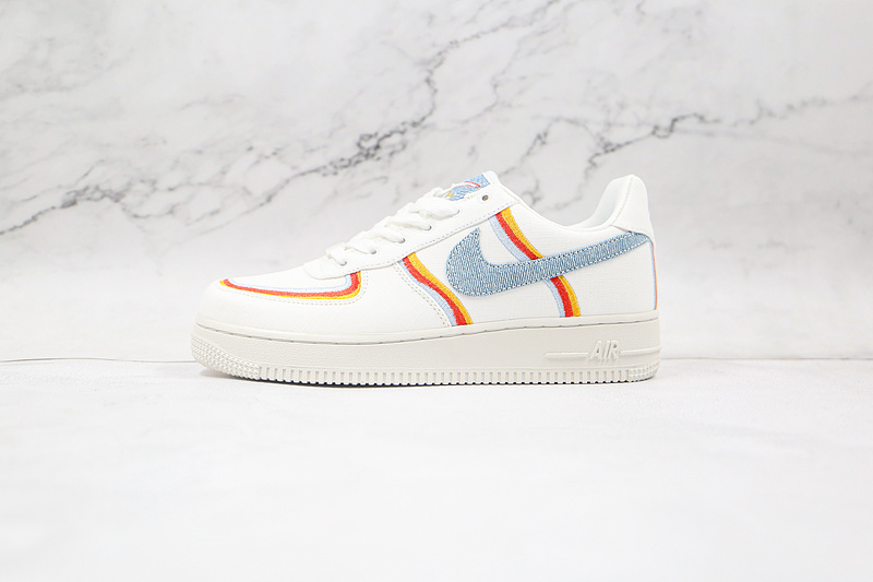 Air Force 1 Low Denim Swoosh Sail/Light Armory Blue/Chili Red 5