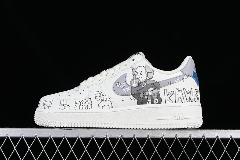 Kaws Nike Air Force 1 '07 Low White/Grey/Blue 9