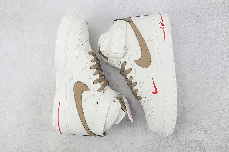 Air Force 1 High Yohood Rice White/Brown/Red 9