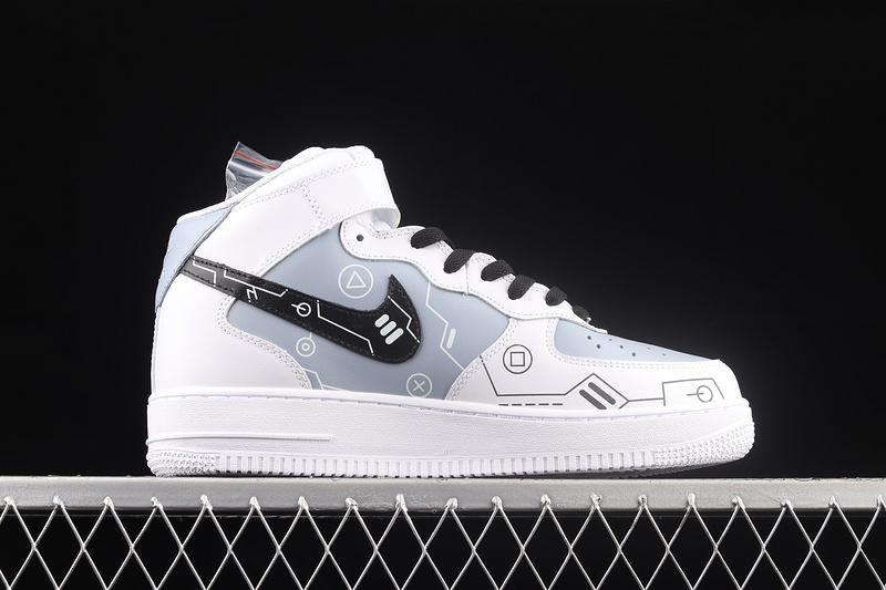 Air Force 1 Mid White/Black/Light Blue 9