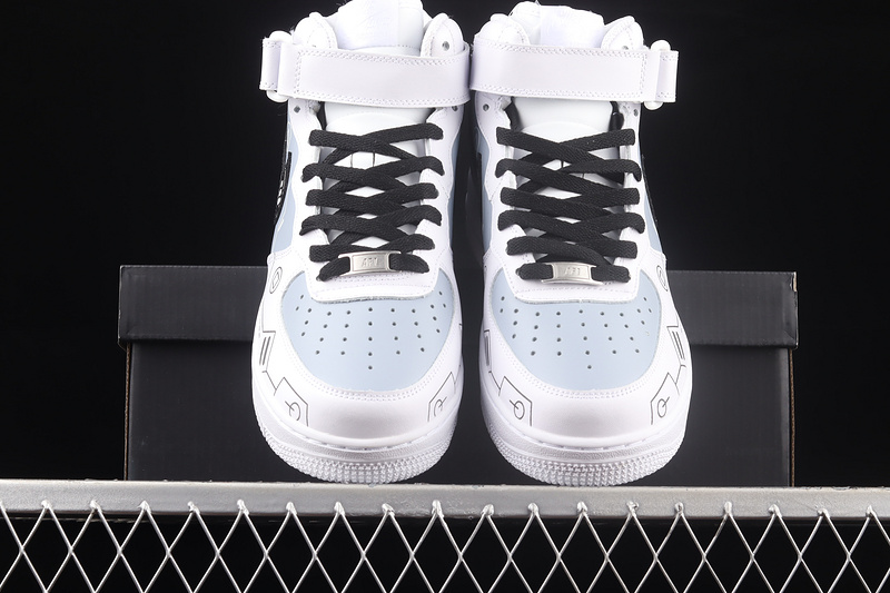 Air Force 1 Mid White/Black/Light Blue 11