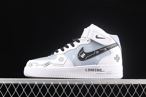 Air Force 1 Mid White/Black/Light Blue 27