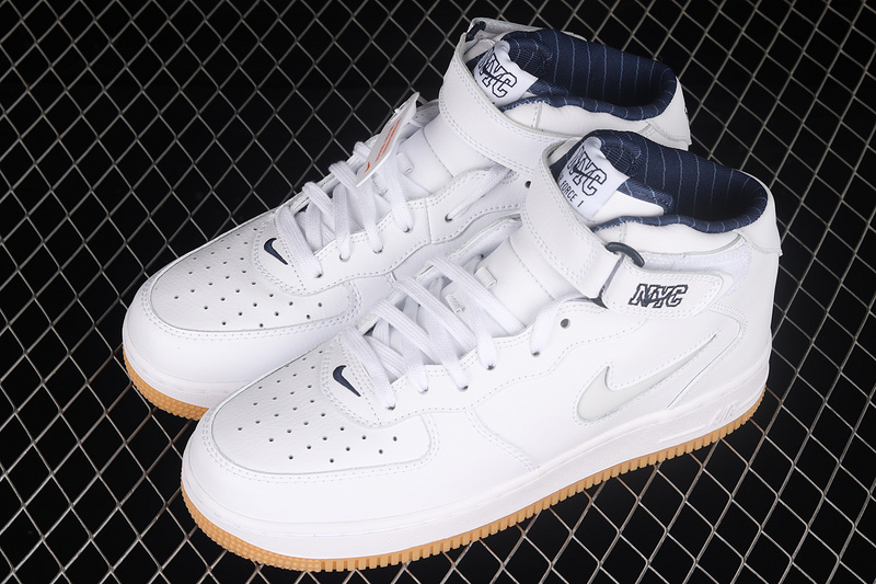 Air Force 1 Mid Jewel Qs Nyc Yankees White/Midnight Navy/Gum Yellow 21