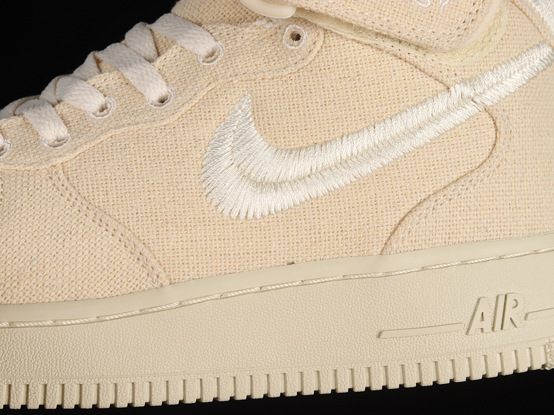 Stussy X Air Force 1 Mid White Cool Beige/Beige/White 3