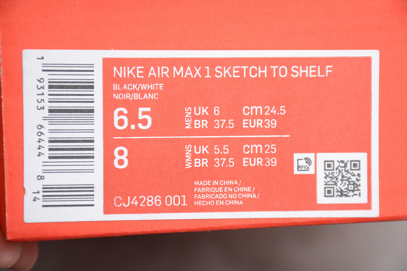 Air Max 1 Tinker Sketch To Shelf Black/White 25