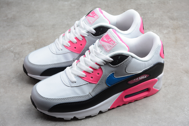 Air Max 90 Leather White/Pink/Blue/Black 27