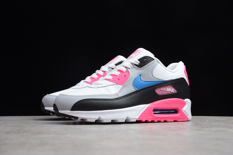 Air Max 90 Leather White/Pink/Blue/Black 29