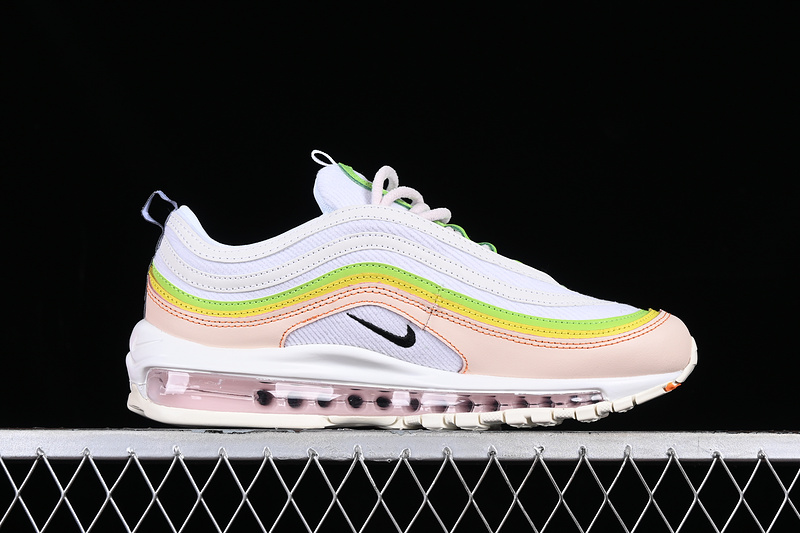 Wmns Air Max 97 Feel Love White/Pearl Pink/Action Green/Black 7