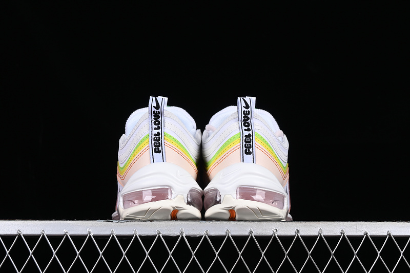 Wmns Air Max 97 Feel Love White/Pearl Pink/Action Green/Black 11