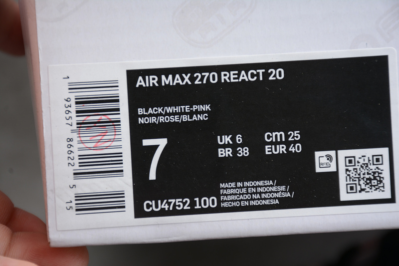 Air Max 270 React Sail/Barely Rose/Black 31