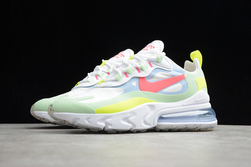 Air Max 270 React White/Flash Crimson-Cucumber Green 9