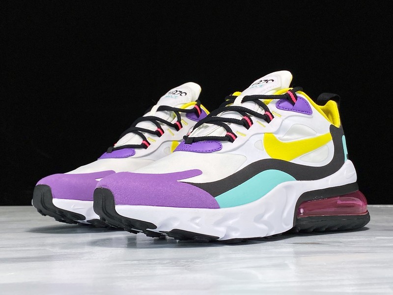 Air Max 270 React Geometric Art White/Black-Bright Violet-Dynamic Yellow 5