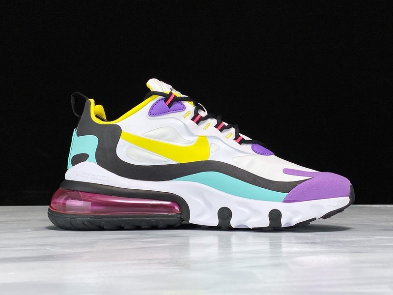 Air Max 270 React Geometric Art White/Black-Bright Violet-Dynamic Yellow 9