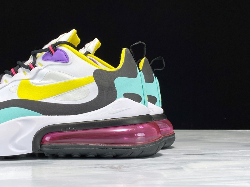 Air Max 270 React Geometric Art White/Black-Bright Violet-Dynamic Yellow 19