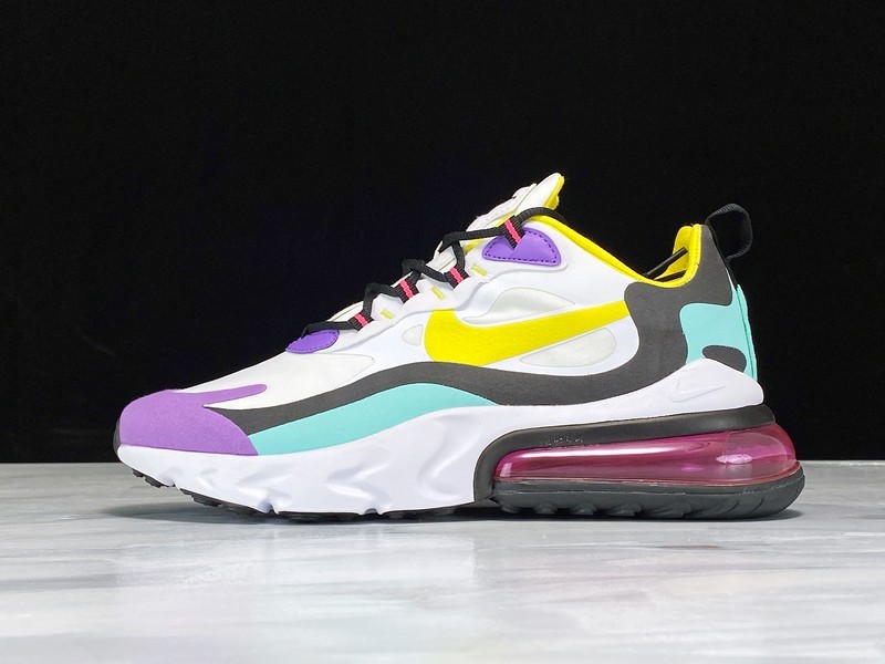 Air Max 270 React Geometric Art White/Black-Bright Violet-Dynamic Yellow 25