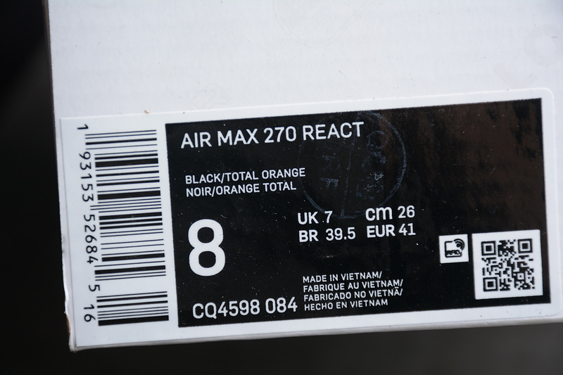 Air Max 270 React Black/Total Orange 15