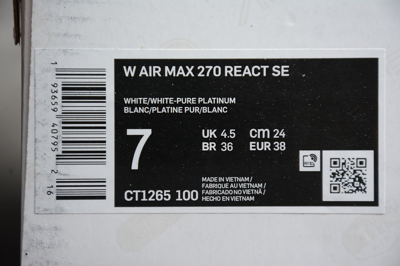 Air Max 270 React Se White/Pure Platinum/Indigo Fog 17