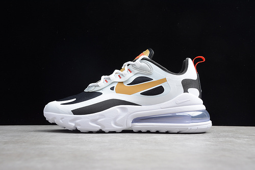 Air Max 270 React Metallic Gold Swoosh White/Black/Gold 17