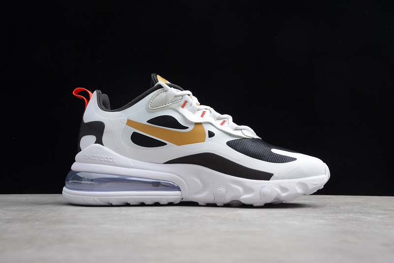 Air Max 270 React Metallic Gold Swoosh White/Black/Gold 29