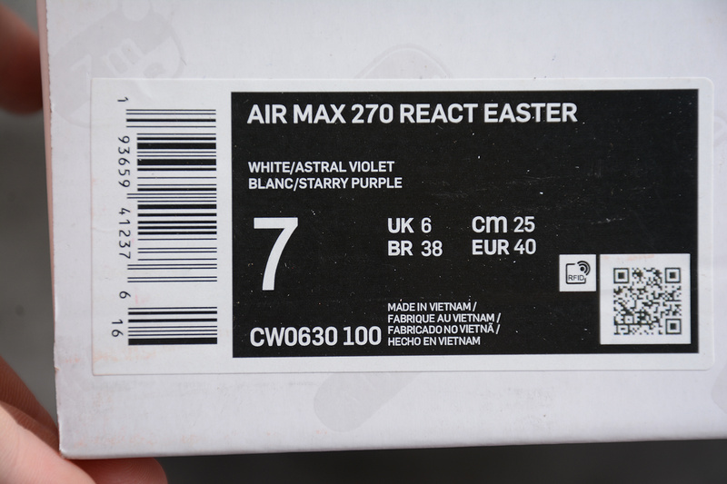 Air Max 270 React Easter White/Washed Coral-Hyper Blue-Purple Nebula 15