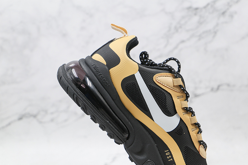 Air Max 270 React Black/Light Bone-Metallic Gold 17