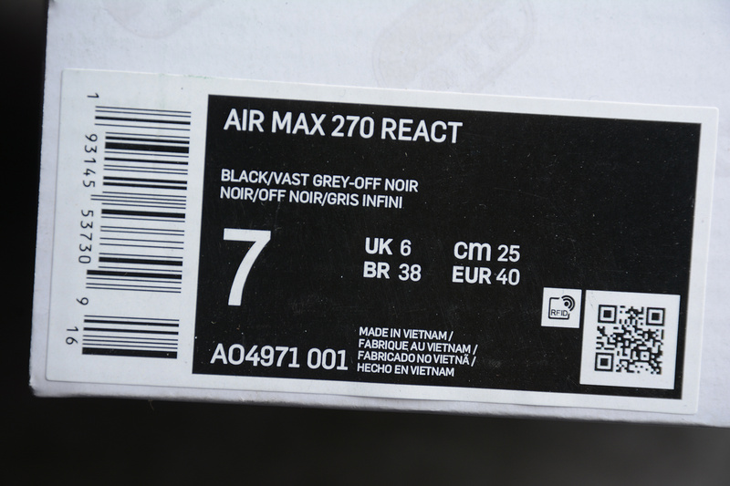 Gz Air Max 270 React Black/White/Grey 11