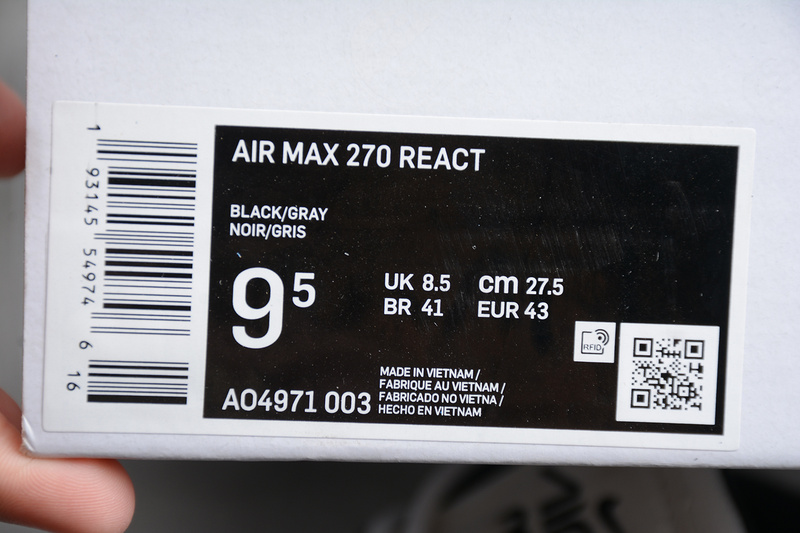 Air Max 270 React Bauhaus Black/Grey/White 9