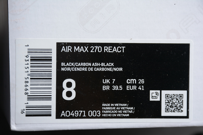 Air Max 270 React Black/Black/Black 31