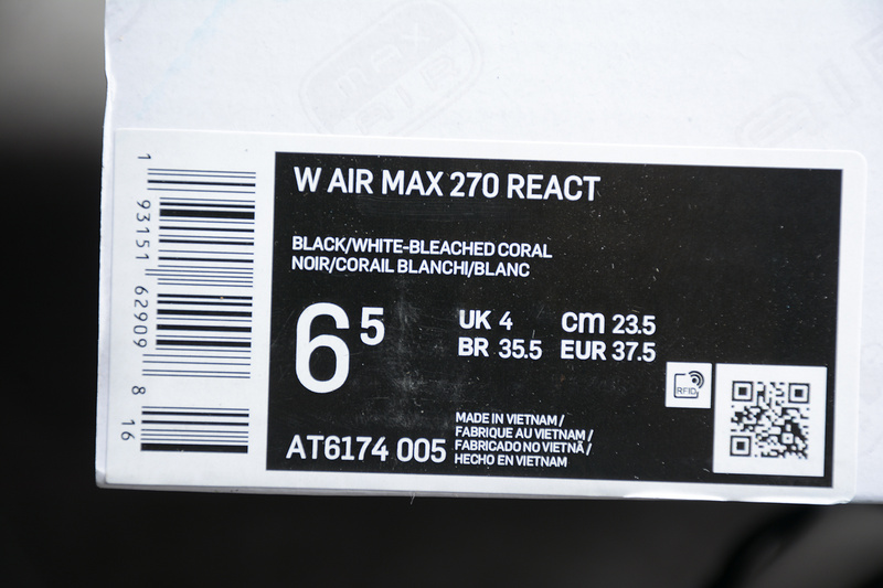 Gz Air Max 270 React Black/White-Bleached Coral-Metallic Gold 19