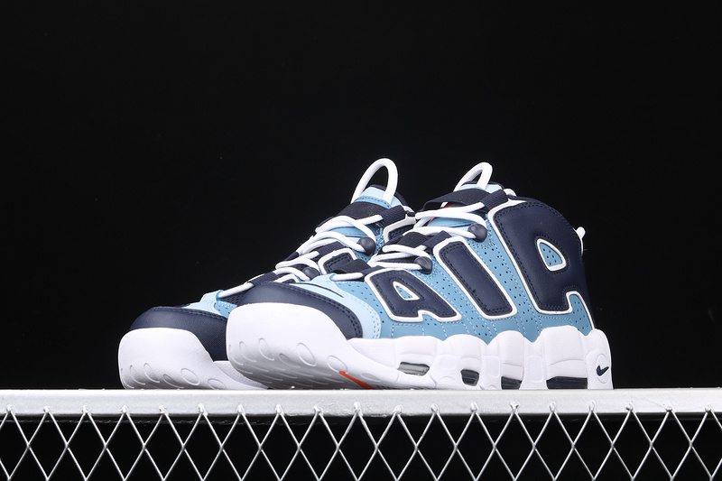 Air More Uptempo Denim Aegean Storm/Blackened Blue/Orange 3