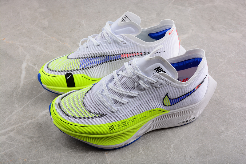 Zoom X Vaporfly Next% White/Blue/Fluorescent Green 17