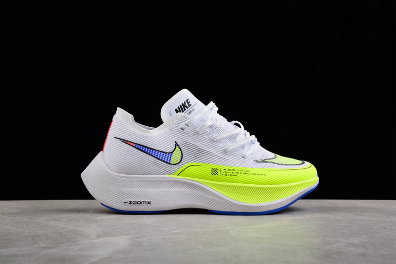 Zoom X Vaporfly Next% White/Blue/Fluorescent Green 19