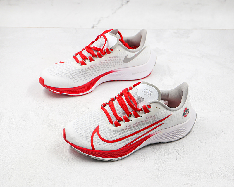 Air Zoom Pegasus 37 Ohio State White/Pure Platinum/Pewter Grey/University Red 7