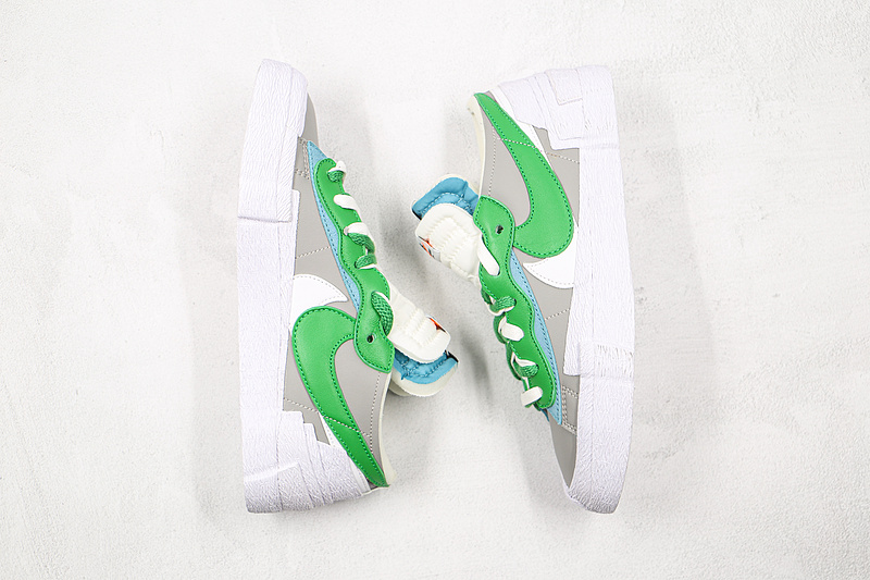 Sacai X Blazer Low Medium Grey/Classic Green/White 3