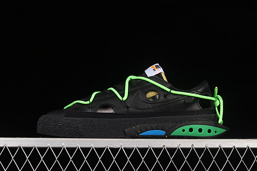 Ow X Blazer Low Black/Black/Fluorescent Green 23