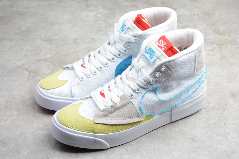 Sb Zoom Blazer Mid Prm White/Blue/Yellow 17