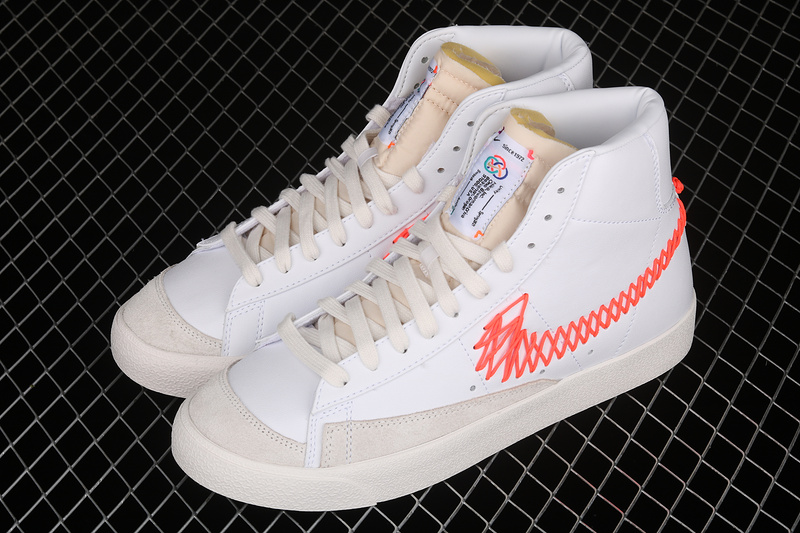 Blazer Mid 77 Vintage Double Zig Zag Stitched Swoosh Summit White/Bright Crimson 25