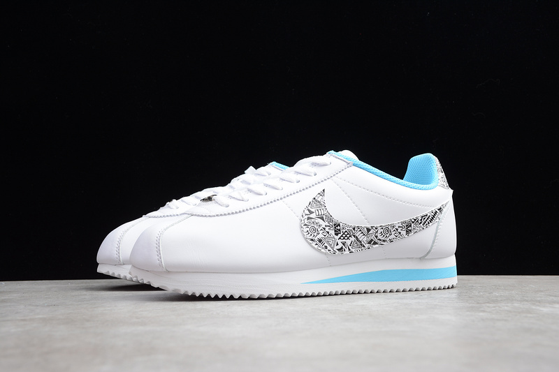 Classic Cortez Premium White/Black/Light Blue 19