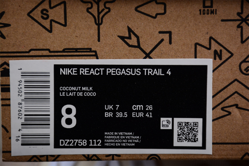 React Pegasus Trail 4 Sanddrift/Coconut Milk/Pearl White/Sail/Black/Hemp 29