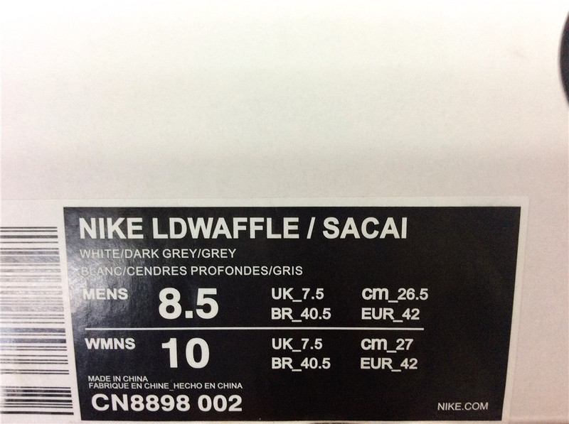 Ldwaffle X Sacai White/Grey/Black 11