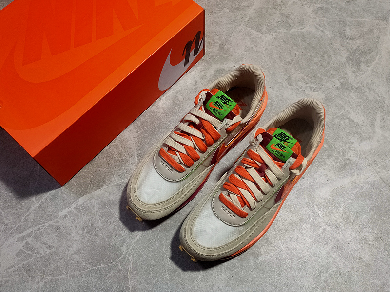 Clot X Sacai X Ldwaffle Net/Orange Blaze-Deep Red-Green Bean 7