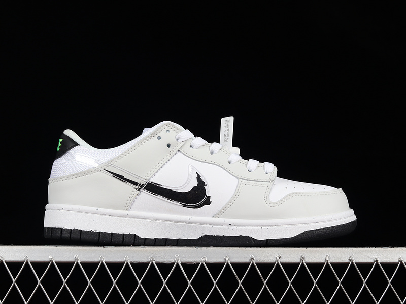 Dunk Low Gs 'Glitch Swoosh' Black, White And Grey 9