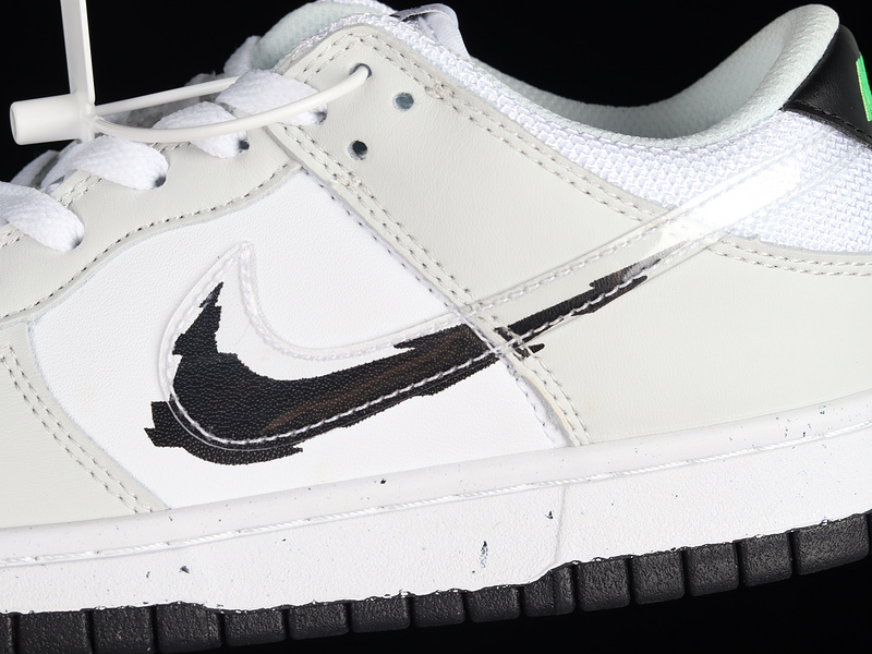 Dunk Low Gs 'Glitch Swoosh' Black, White And Grey 27