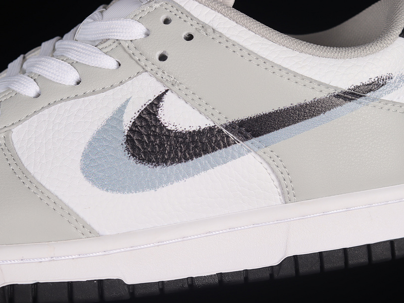 Sb Dunk Low Spray Paint Swoosh White/Grey/Black 11