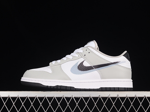 Sb Dunk Low Spray Paint Swoosh White/Grey/Black 25