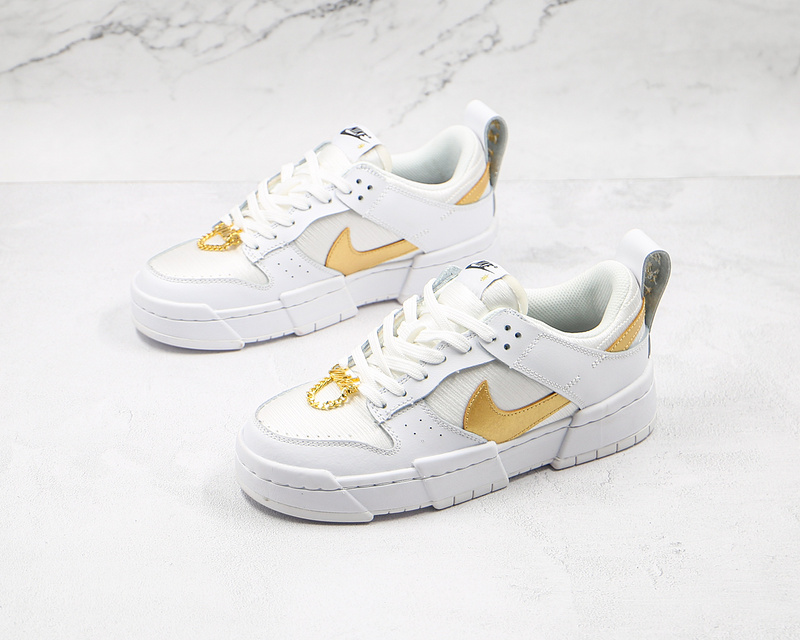 Sb Dunk Low Disrupt White/White/Metallic Gold 7