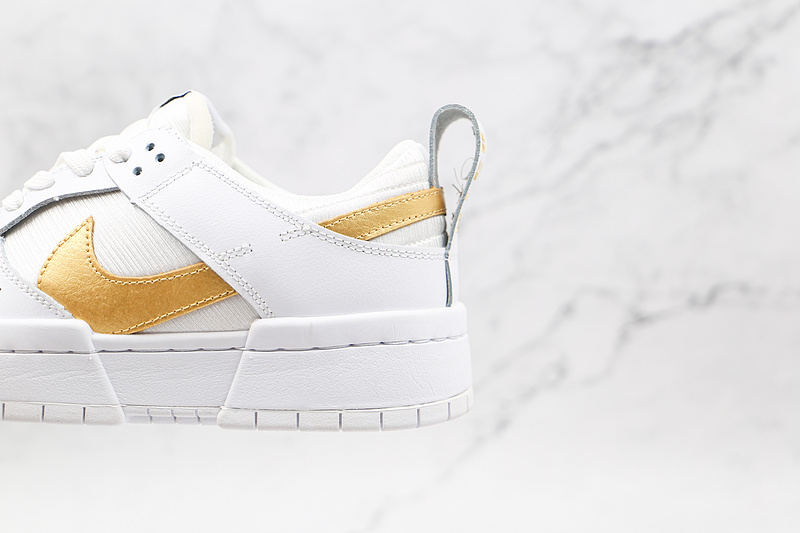 Sb Dunk Low Disrupt White/White/Metallic Gold 13