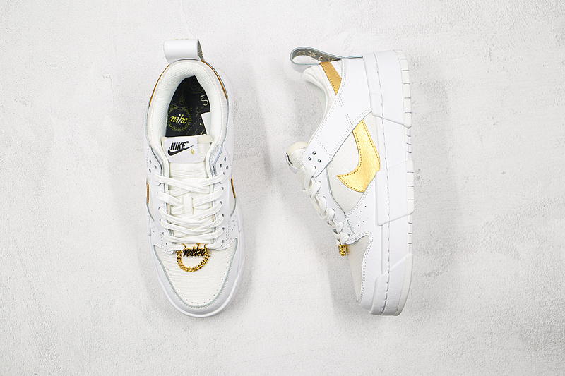 Sb Dunk Low Disrupt White/White/Metallic Gold 17