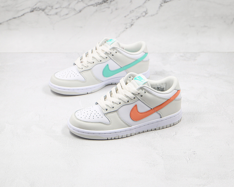 Sb Dunk Low Gs Mismatch Swoosh Tropical White/Bone/Peach/Aqua 3