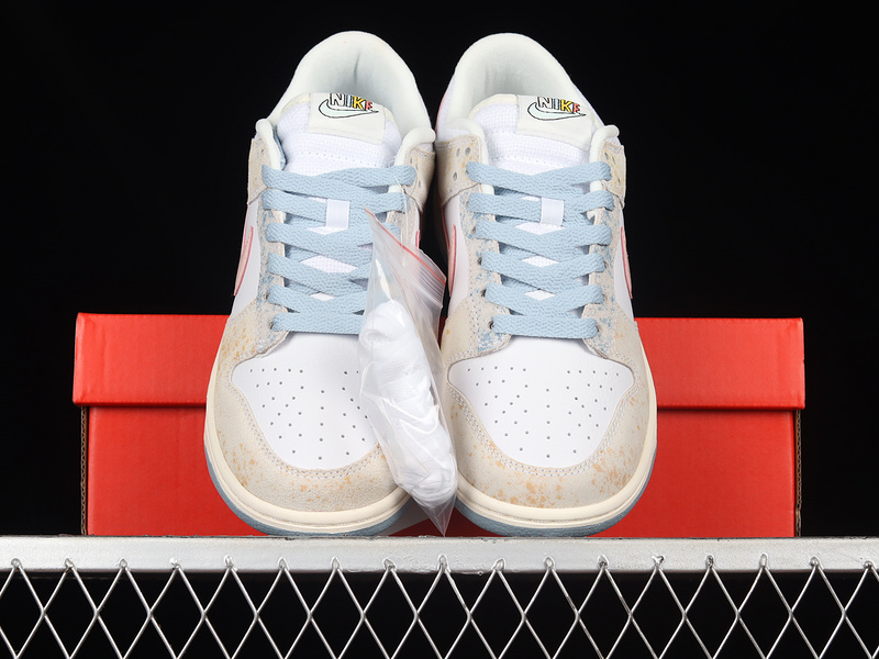 Dunk Low Suede "Pastels" White/Pink-Blue 7